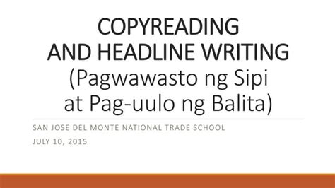 headline meaning tagalog